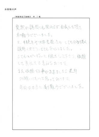相続登記定額パック（京都市南区）Ｗ様